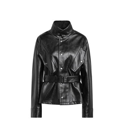 Black Cotton Belted Jacket - Image 1