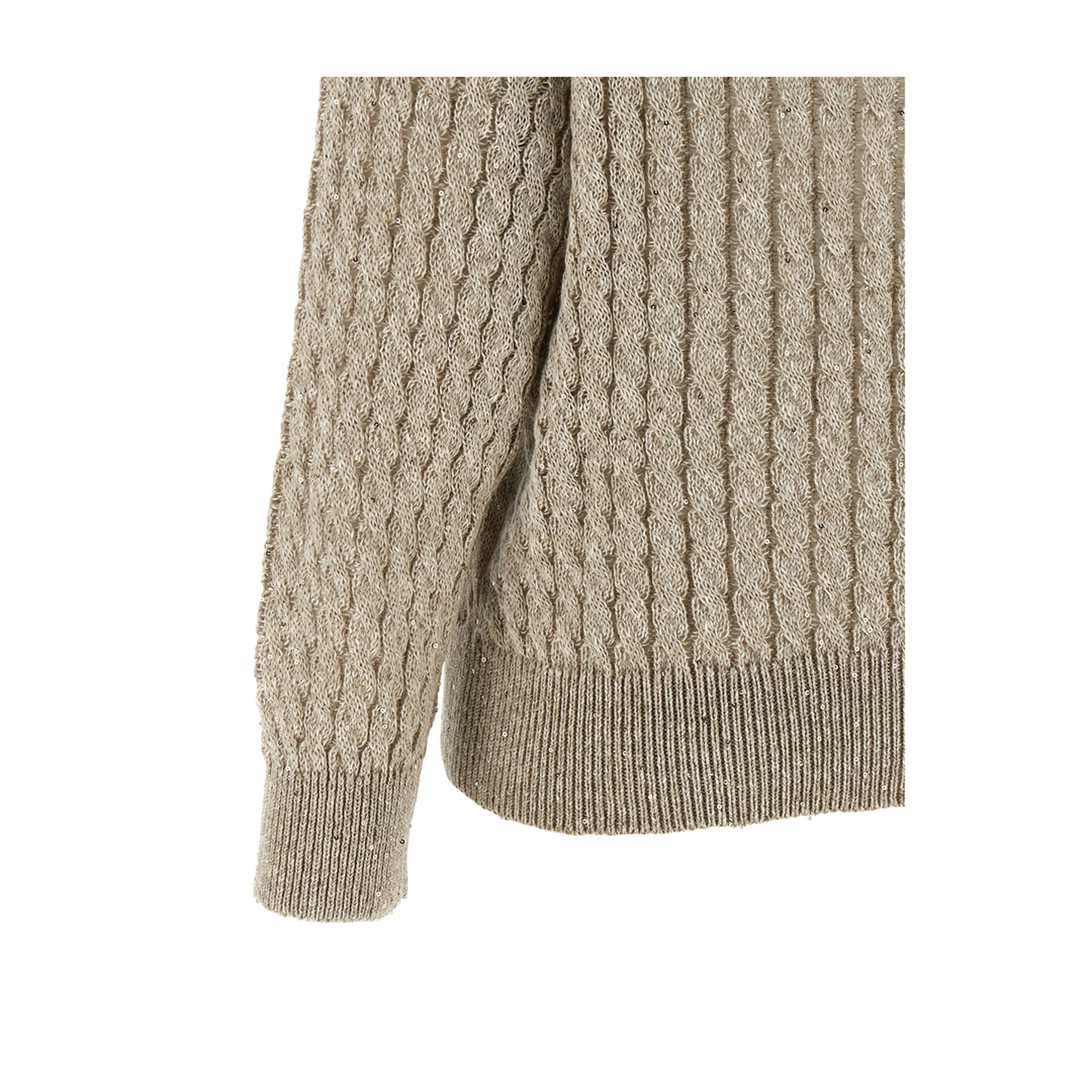 V-Neck Knitted Sweater - Beige - Image 4