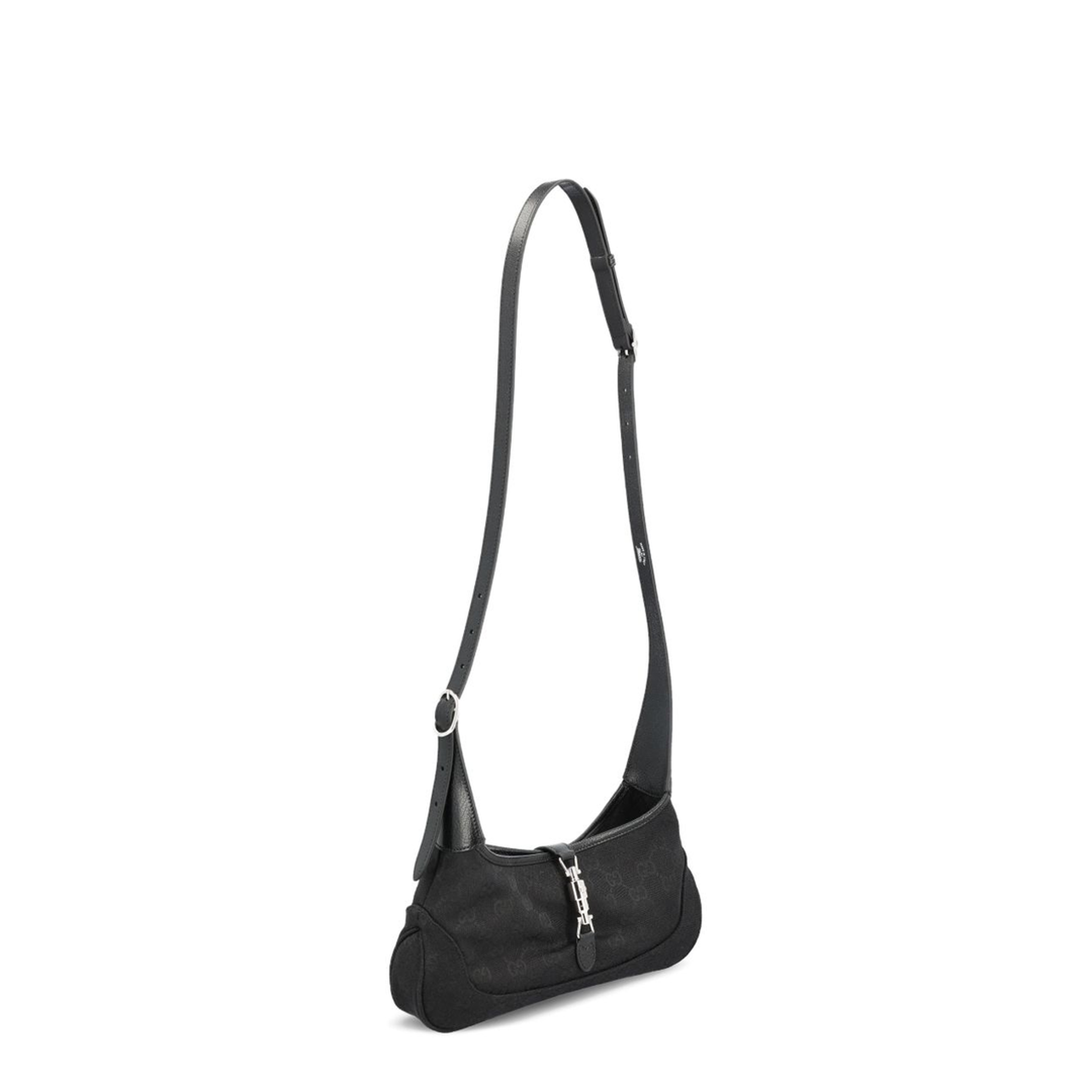 Jackie Slim Medium Canvas Shoulder Bag - Black - Image 3