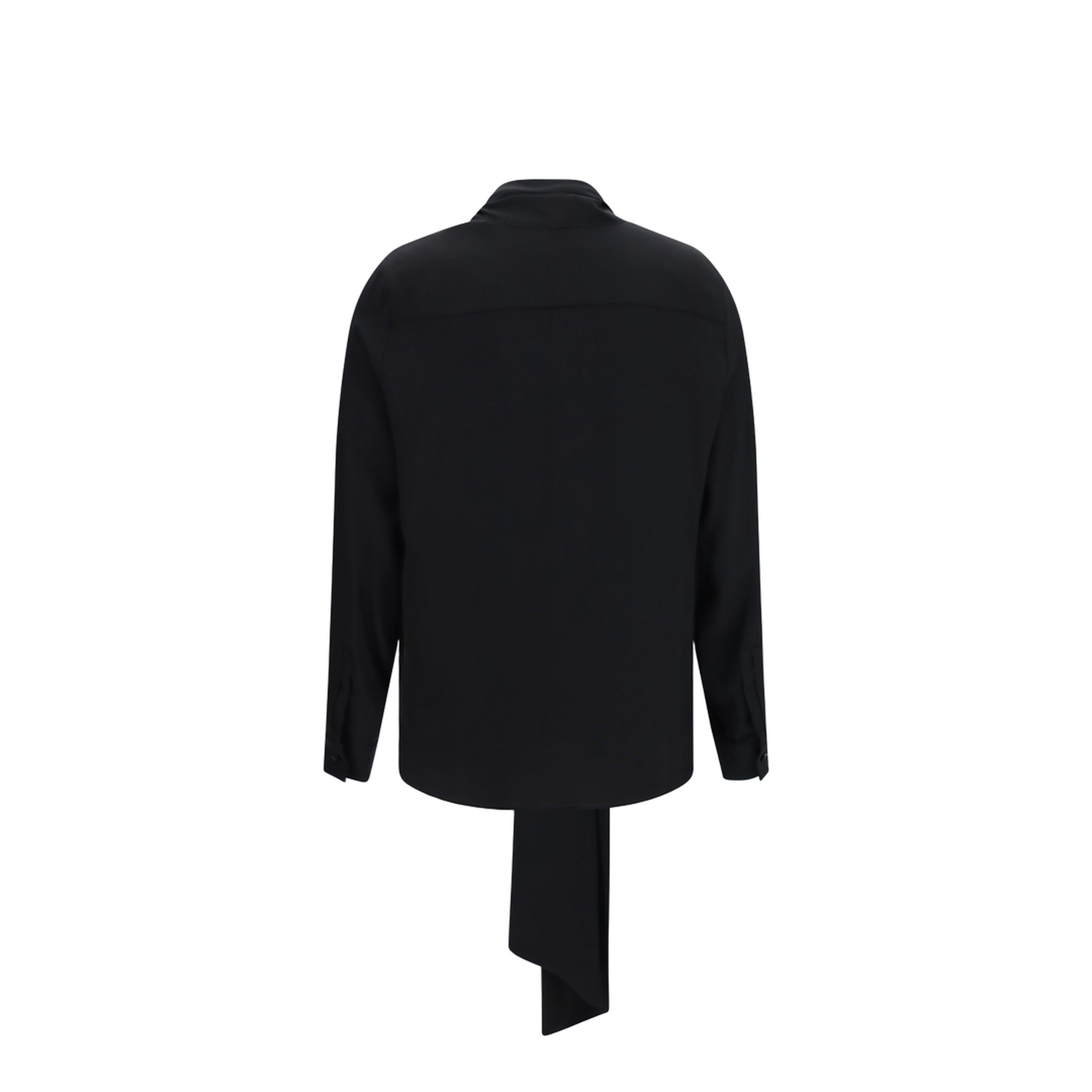 Silk Blouse with Embroidered Logo and Scarf Detail - Image 2