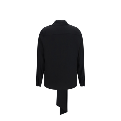 Silk Blouse with Embroidered Logo and Scarf Detail - Image 2