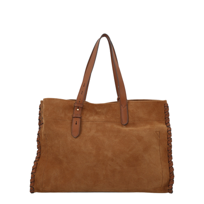 Mortimer Whipstitch Tote In Pecan Suede - Image 2