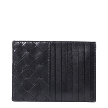 Intrecciato Leather Card Holder - Black - Image 1