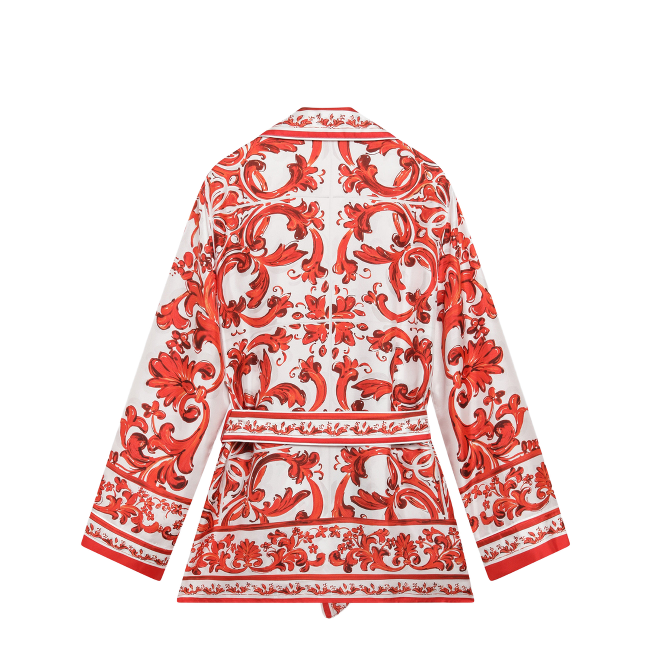 Vanity Shirt in Silk with Majolica Print, Multicolor - Image 2
