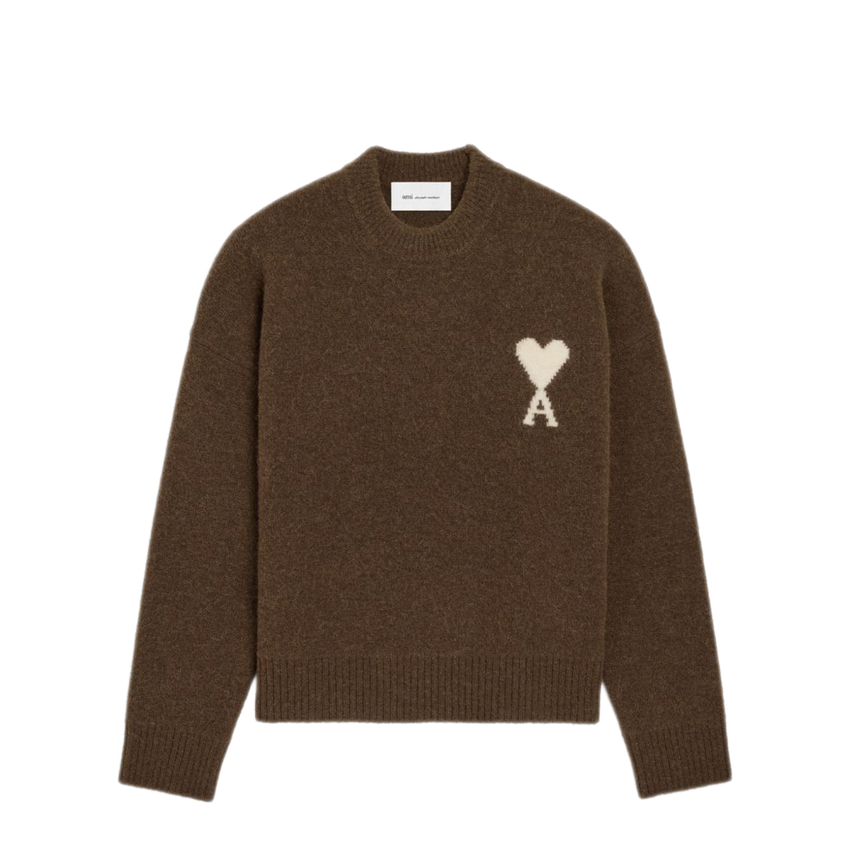 Brown Crew Neck Long Sleeve Sweater - Image 1