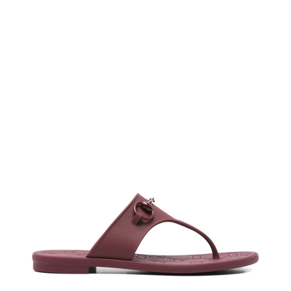 Thong Sandal with Horsebit in Rosso Ancora Rubber - Image 1