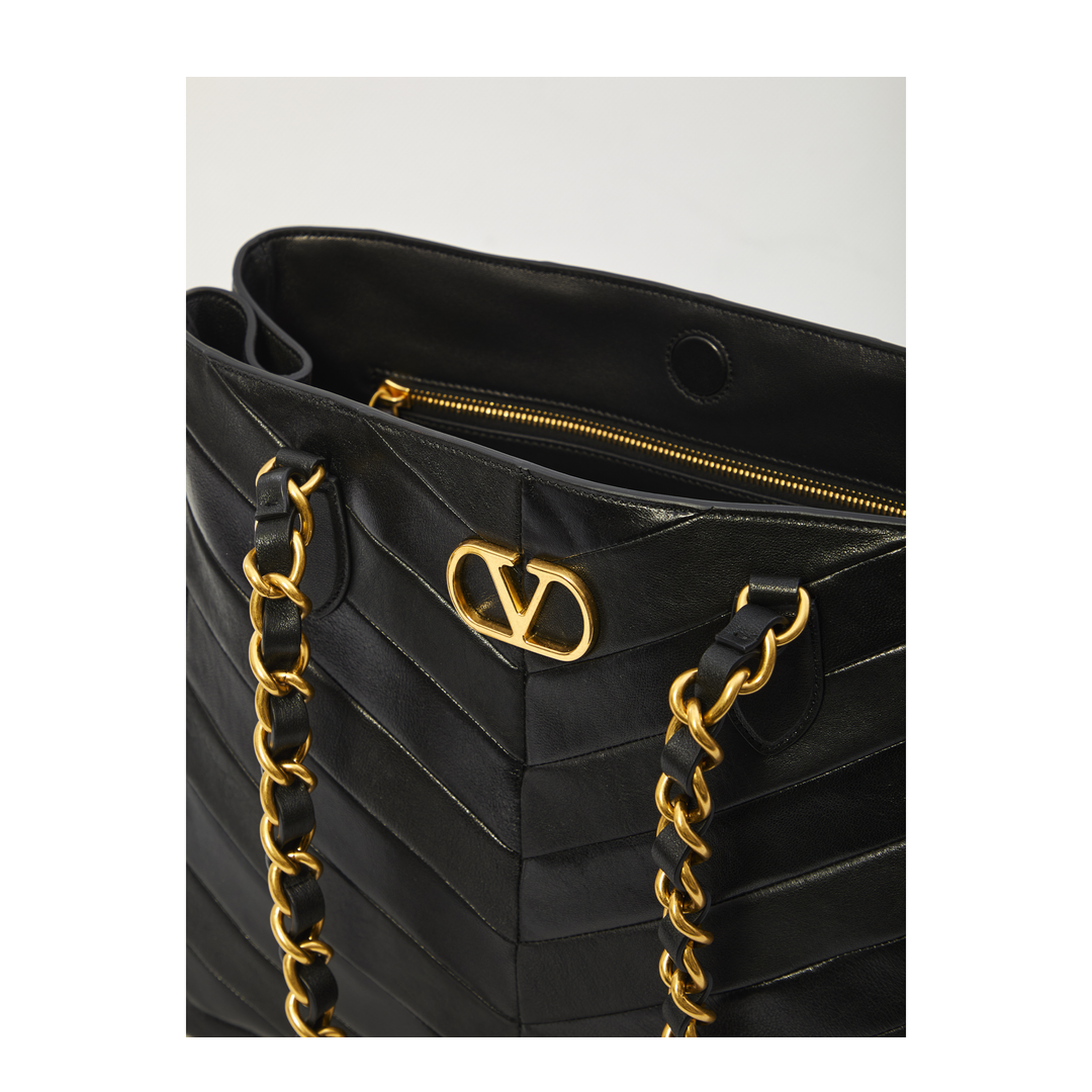 Laseine Medium Nappa Leather Shopping Bag - Black - Image 4