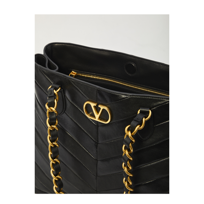 Laseine Medium Nappa Leather Shopping Bag - Black - Image 4