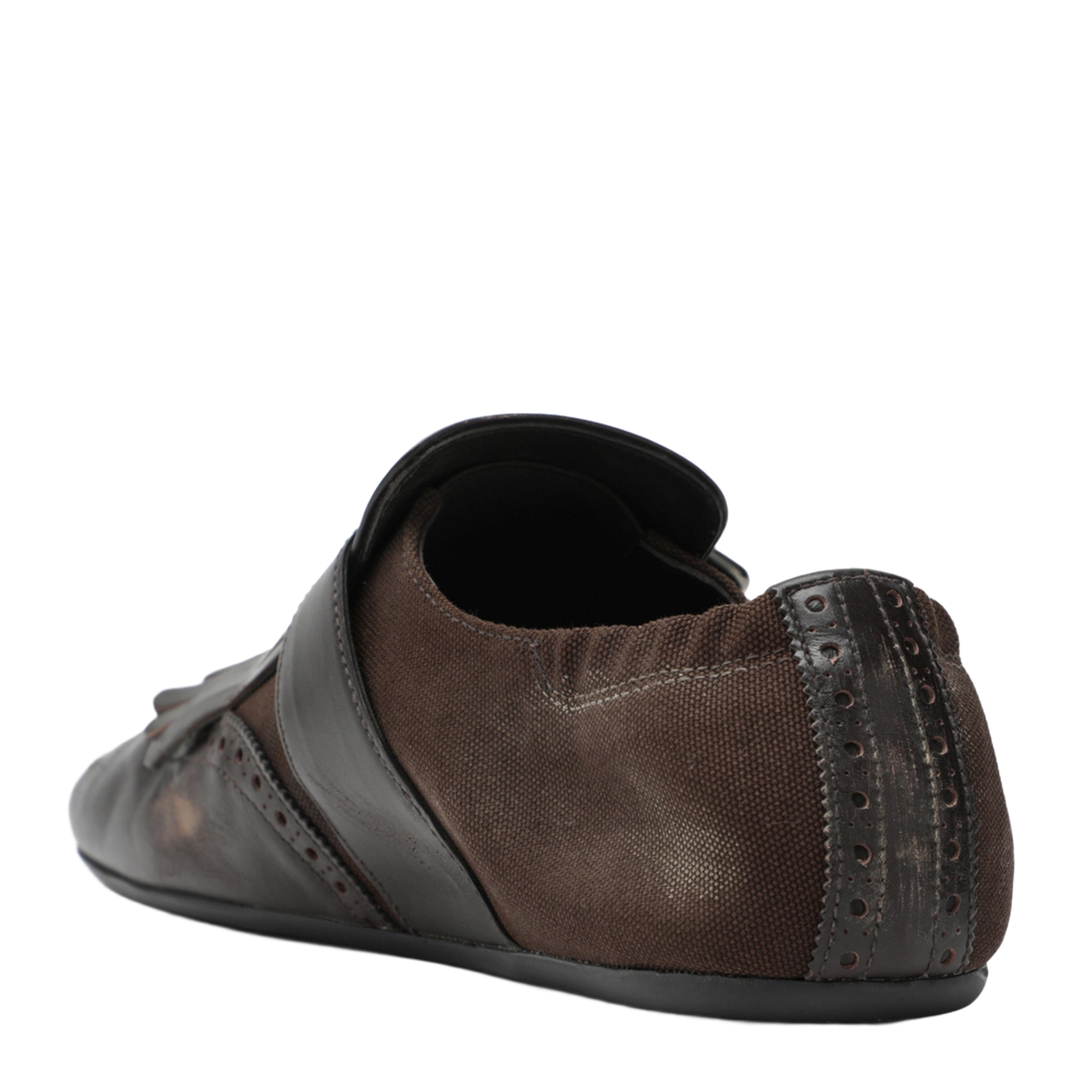 Dark Brown Leather Shuffle Buckle Shoes - Image 2
