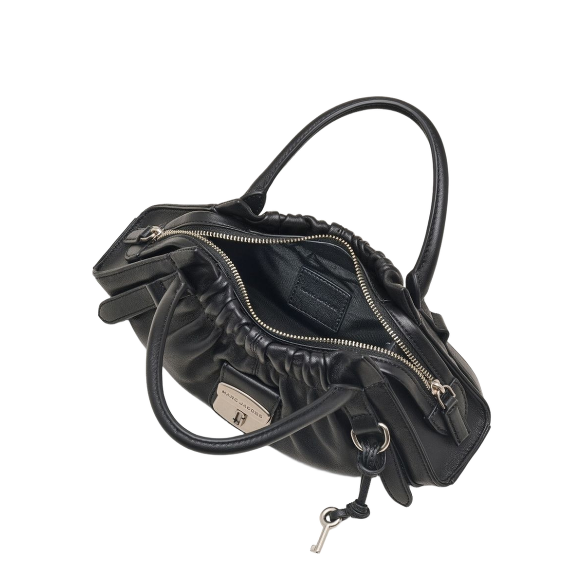 The Cristina Small Nappa Leather Satchel - Black - Image 3