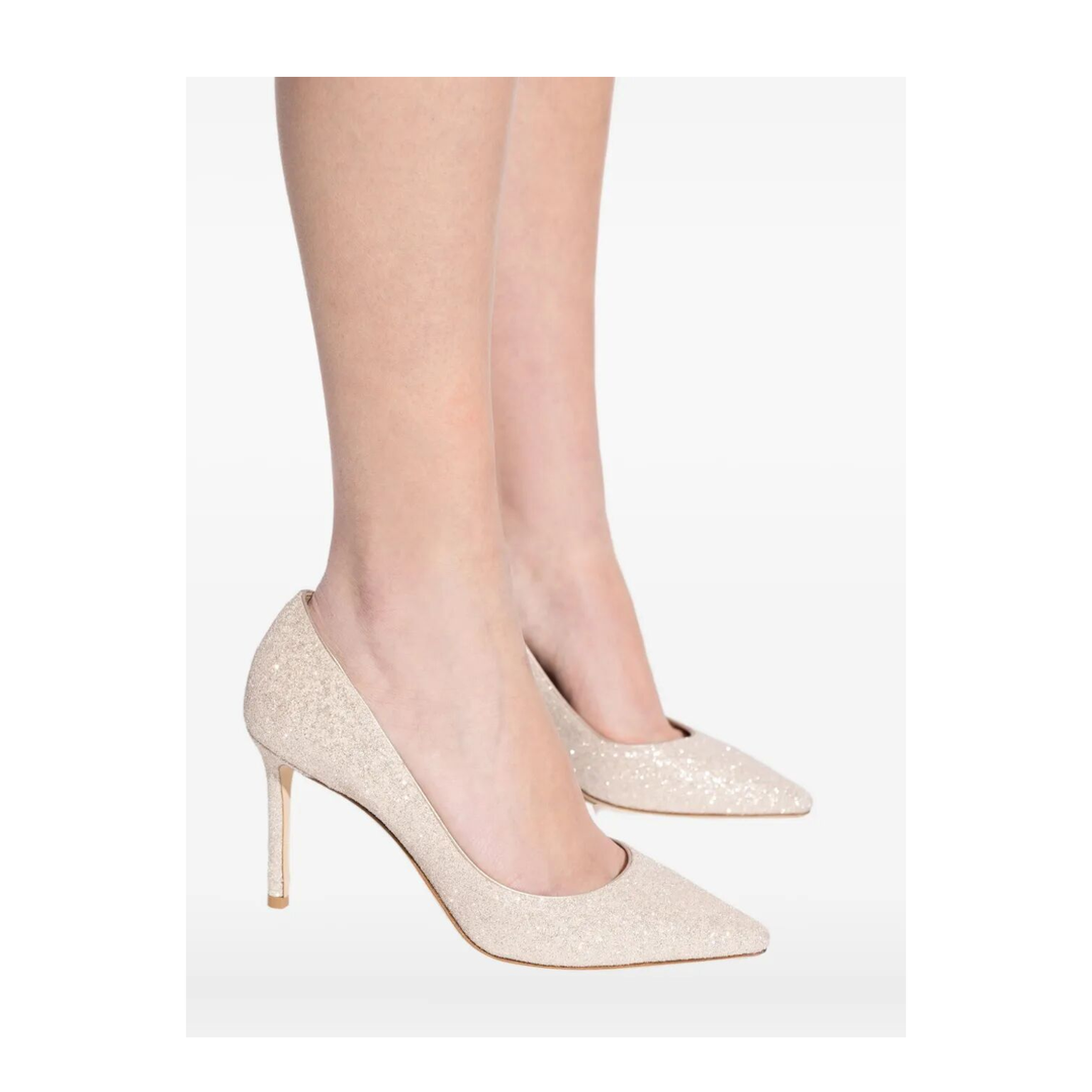 Champagne Coarse Glitter Fabric Pumps - Image 2