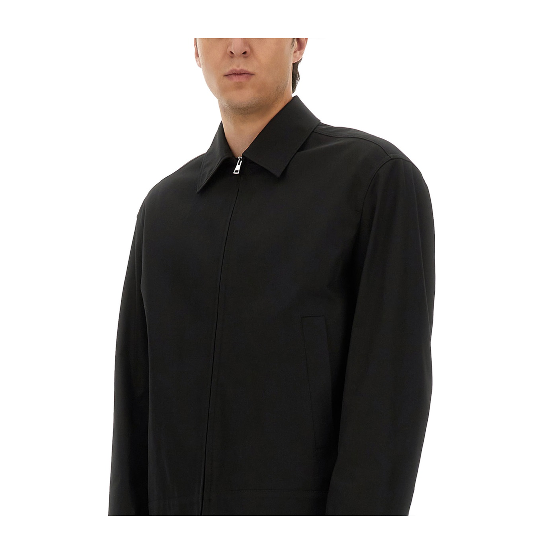 Cotton Twill Jacket with Web Detail in Black - Image 5