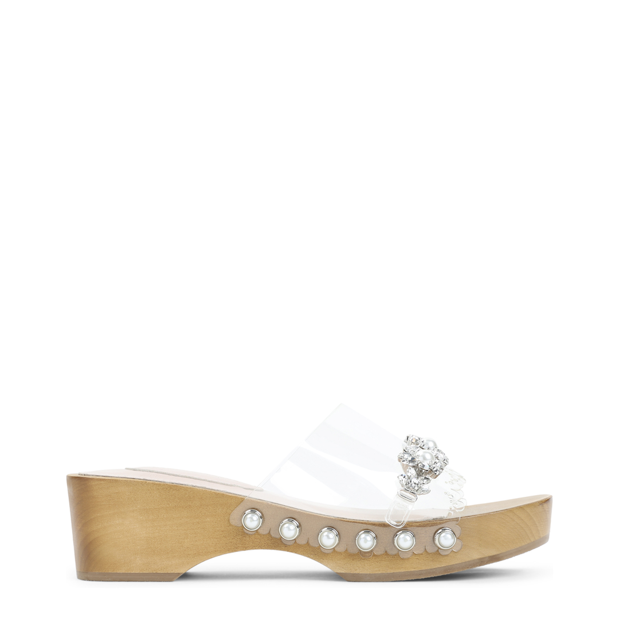 Scalloped Wooden Clog Sandals - Image 2