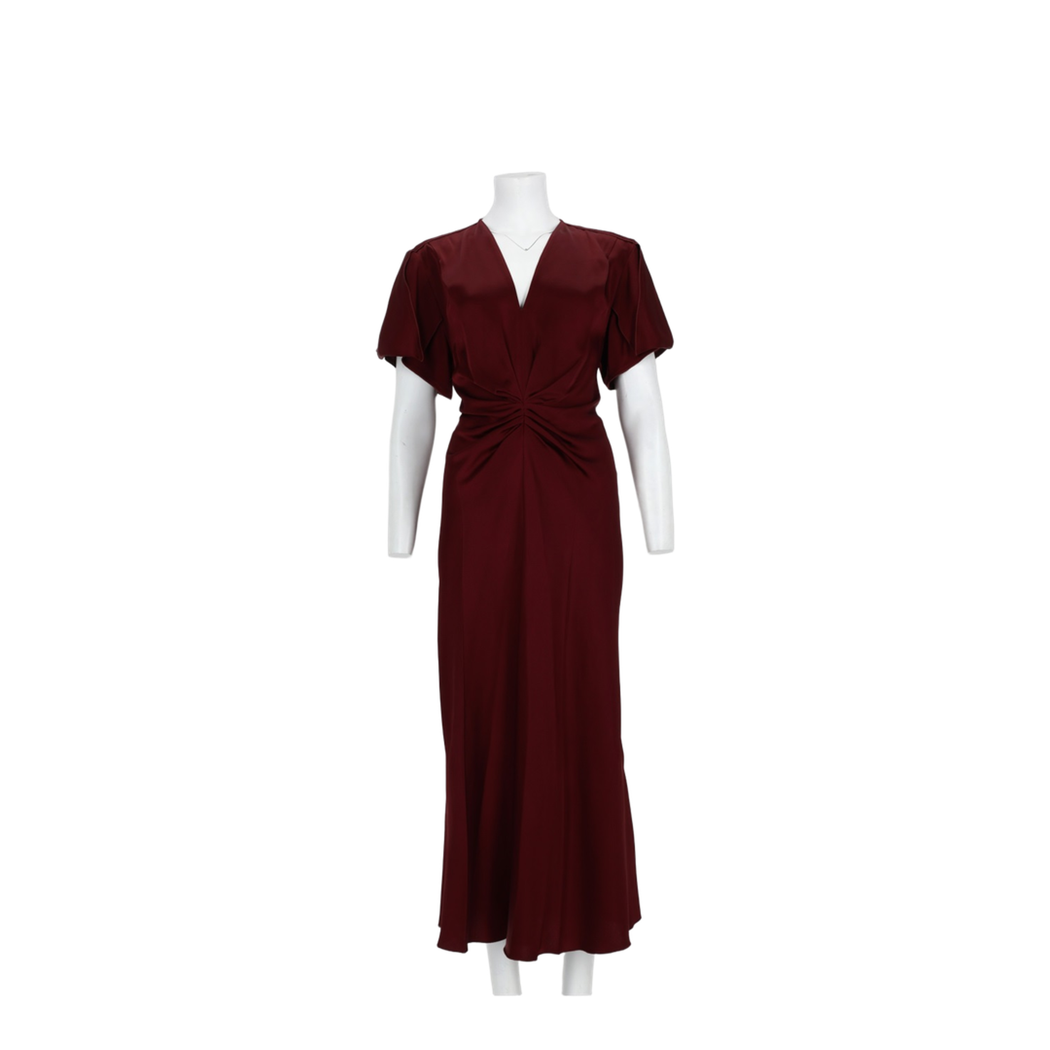 Midi Dress with Draping and V-Neck - Image 1