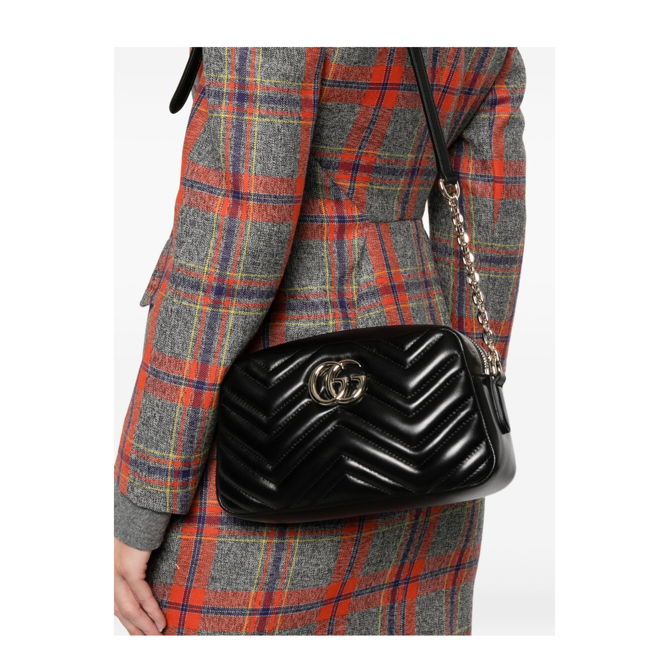 GG Marmont Small Matelassé Leather Camera Bag - Black - Image 3