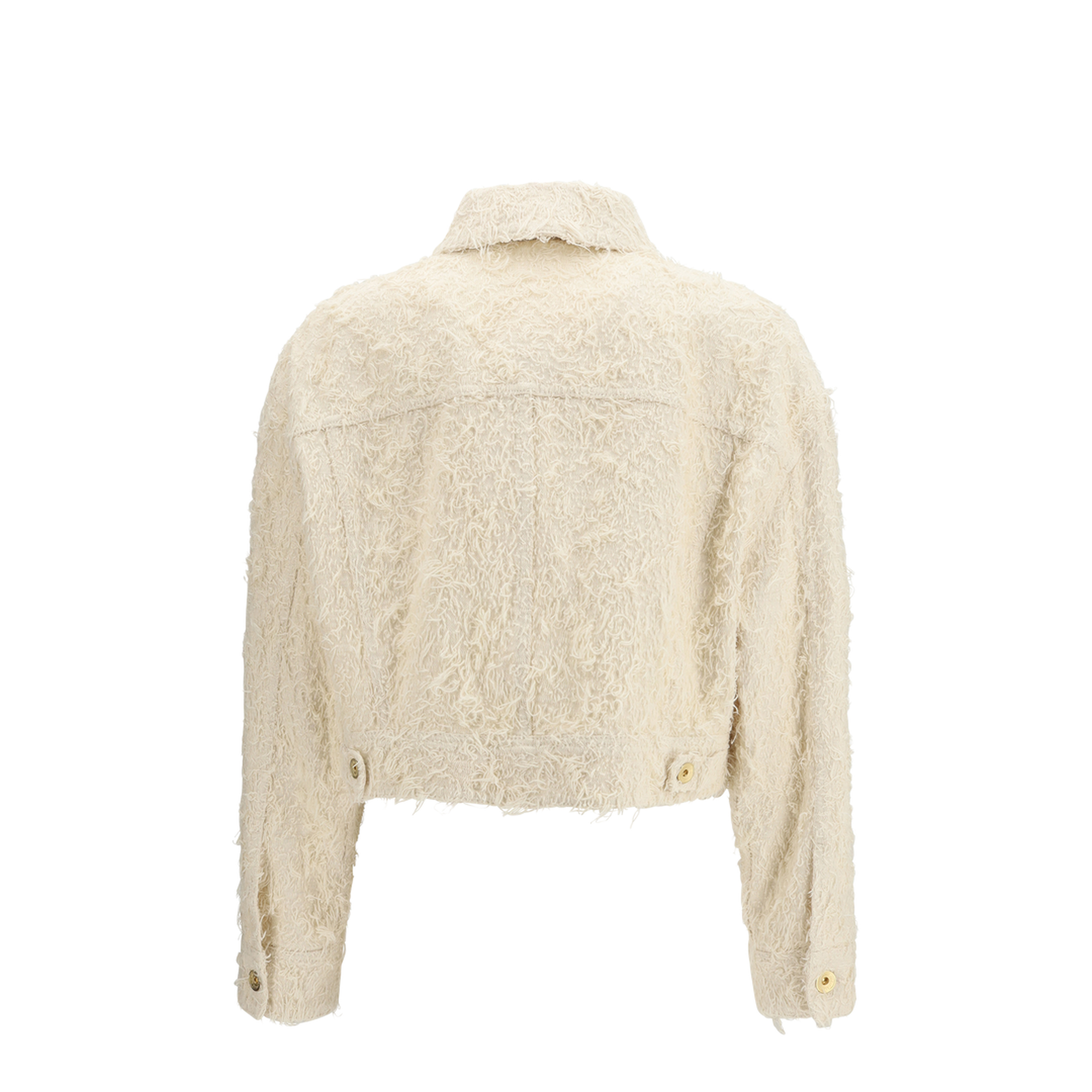 Fuzzy Dyed Denim Outerwear Jacket with Monili - Image 2
