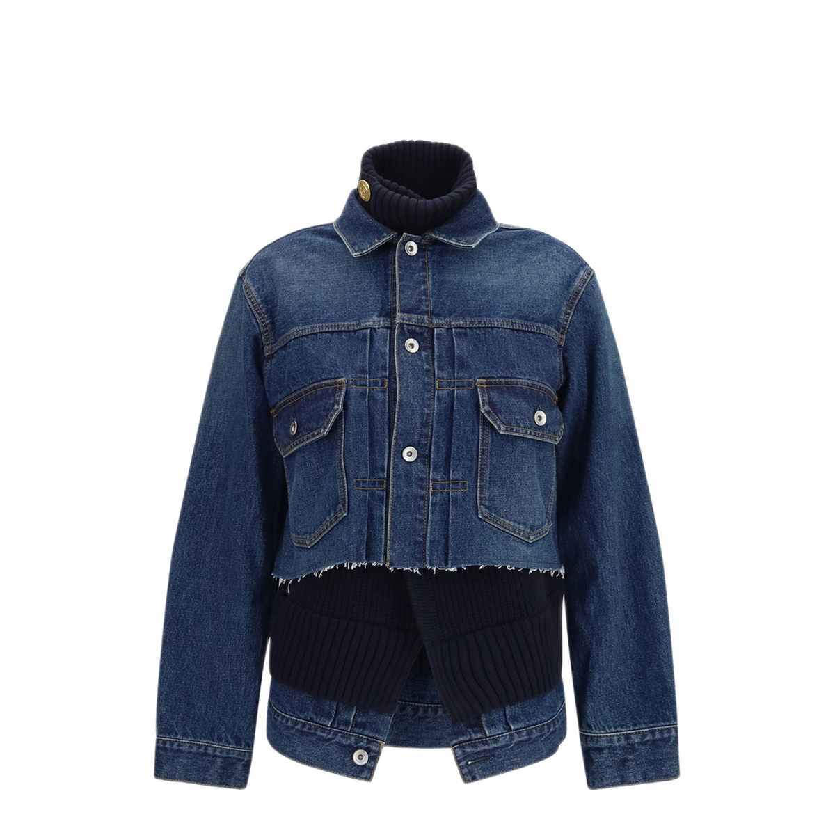Denim Jacket With Wool Knit Layer - Image 1