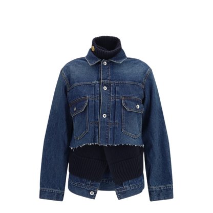 Denim Jacket With Wool Knit Layer - Image 1