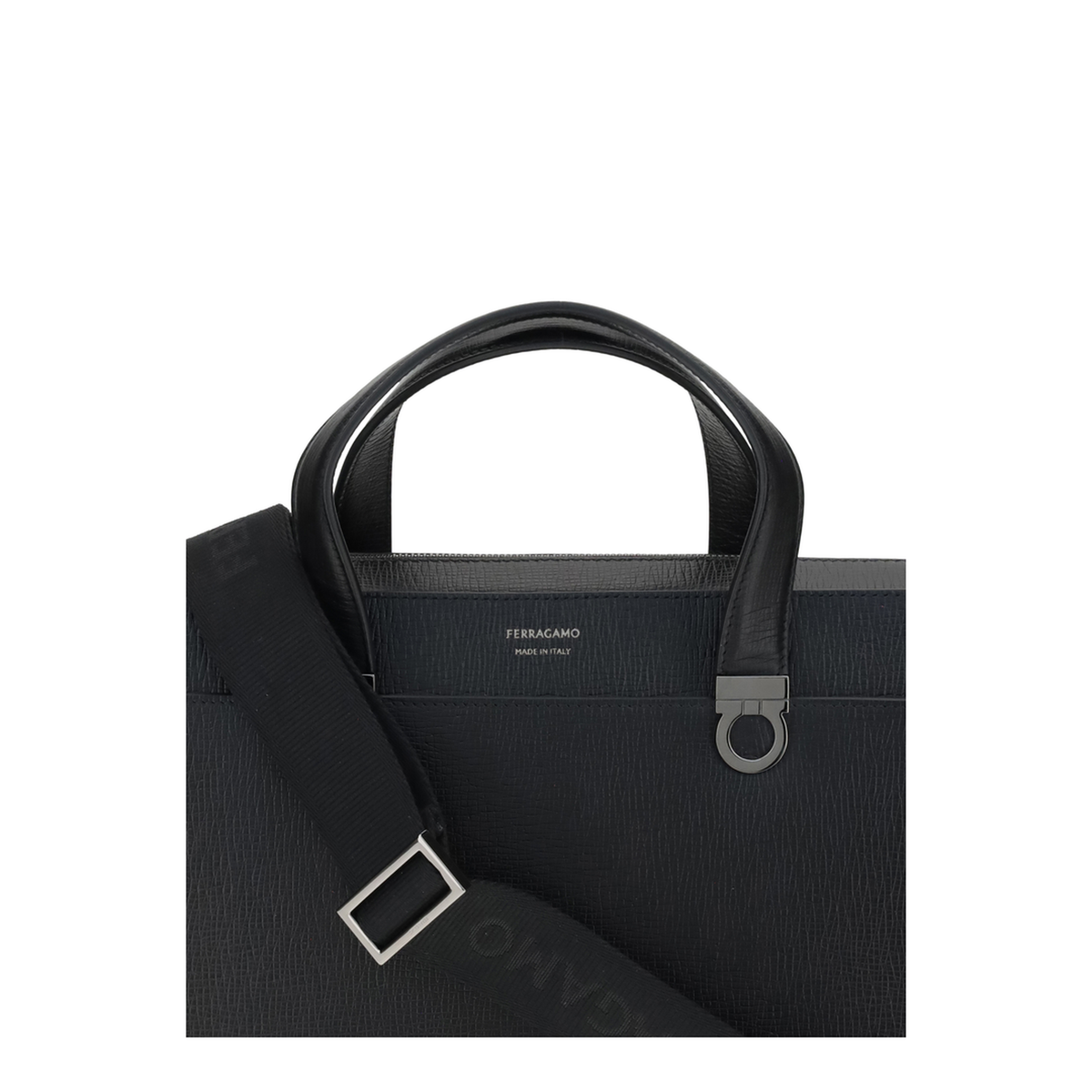 Gancini Calfskin Briefcase - Black - Image 4