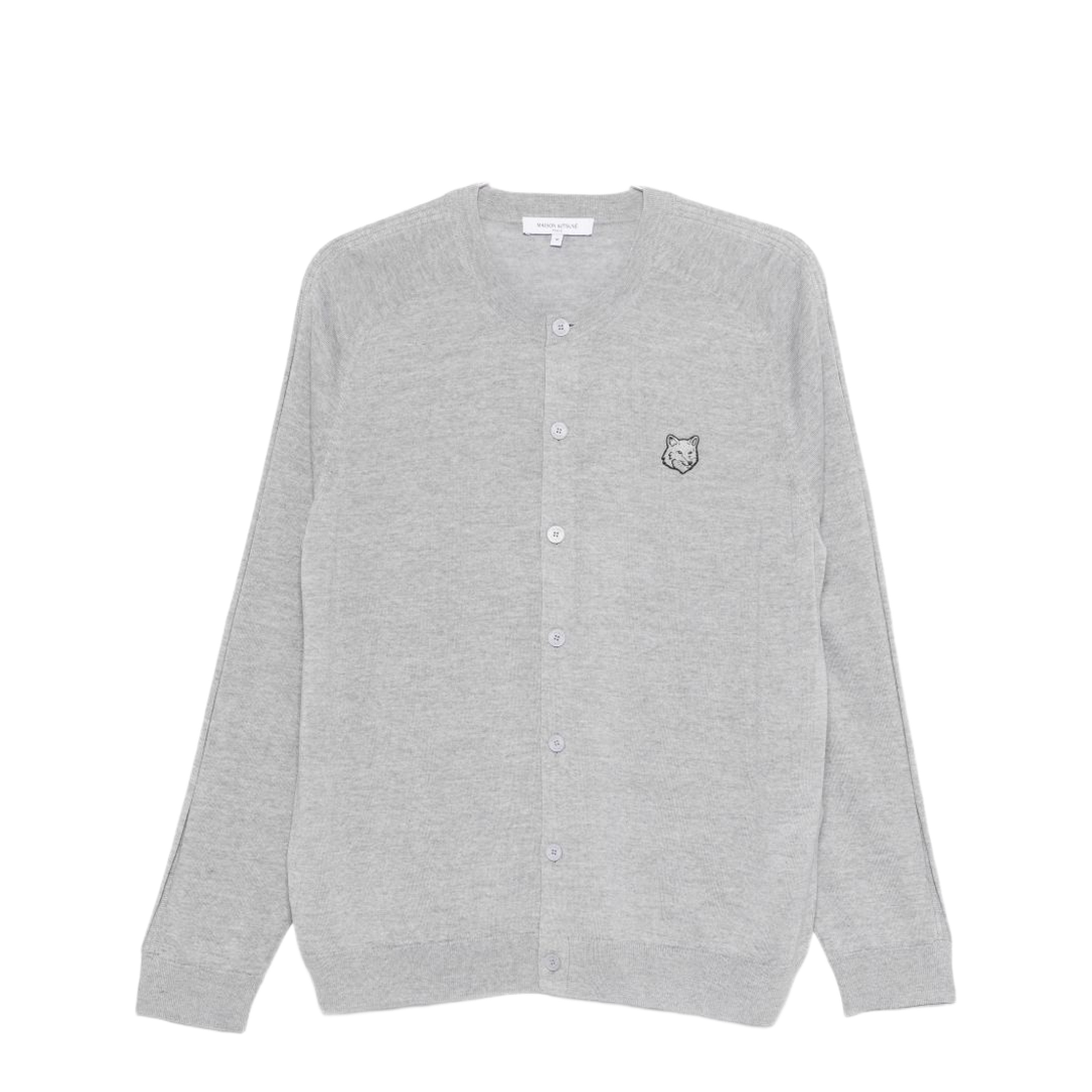 Grey Mélange Fox Head Wool Cardigan - Image 1