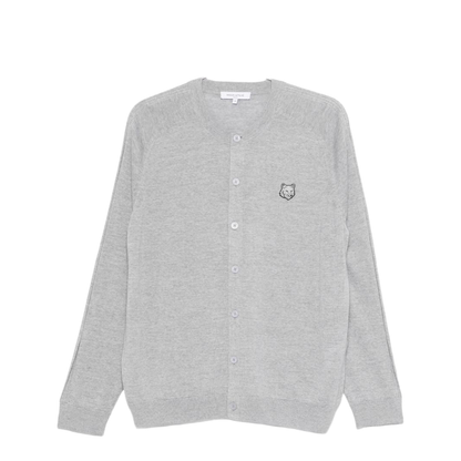 Grey Mélange Fox Head Wool Cardigan - Image 1