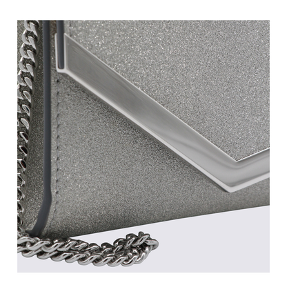 Emmie Small Fine Glitter Leather Clutch - Silver - Image 8