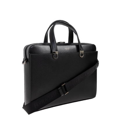 Leather Briefcase Logo Leather Black - Image 4