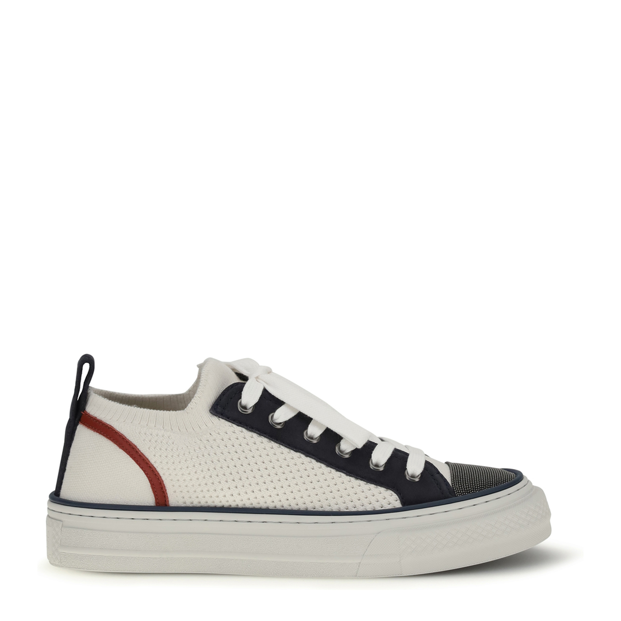 Cotton Knit and Suede Sneakers with Precious Toe - Image 1