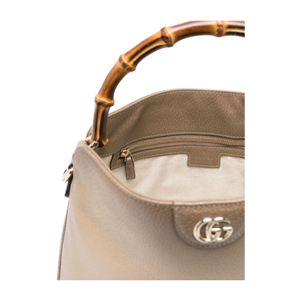 Diana Medium Leather Shoulder Bags - Beige - Image 2