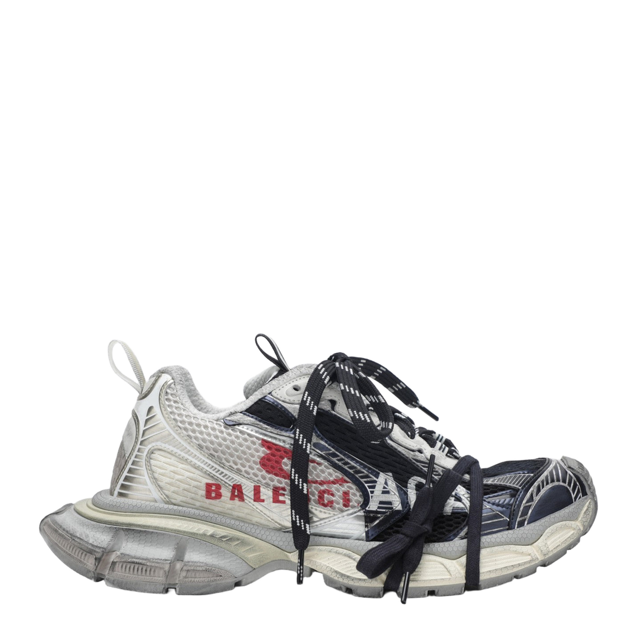 3XL Split Logo Sneakers in Light Yellow Red Navy - Image 1