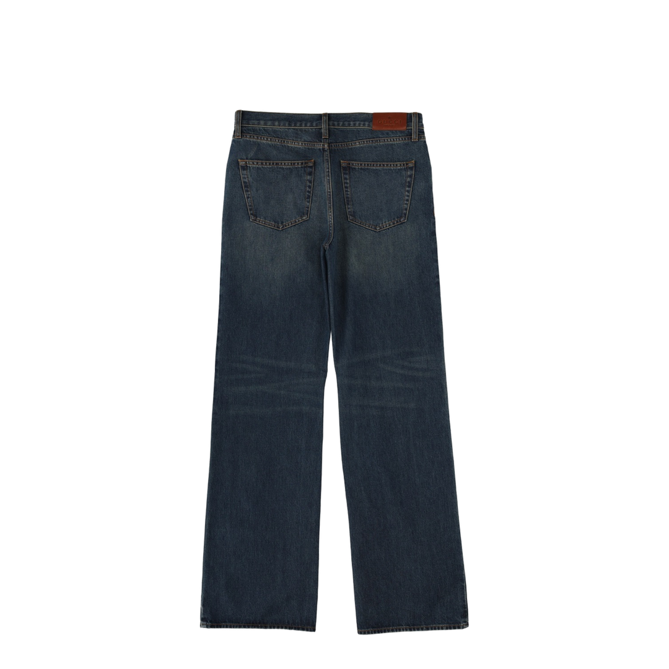 Cotton Denim Pants with Horsebit Detail - Image 2