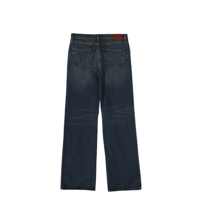 Cotton Denim Pants with Horsebit Detail - Image 2