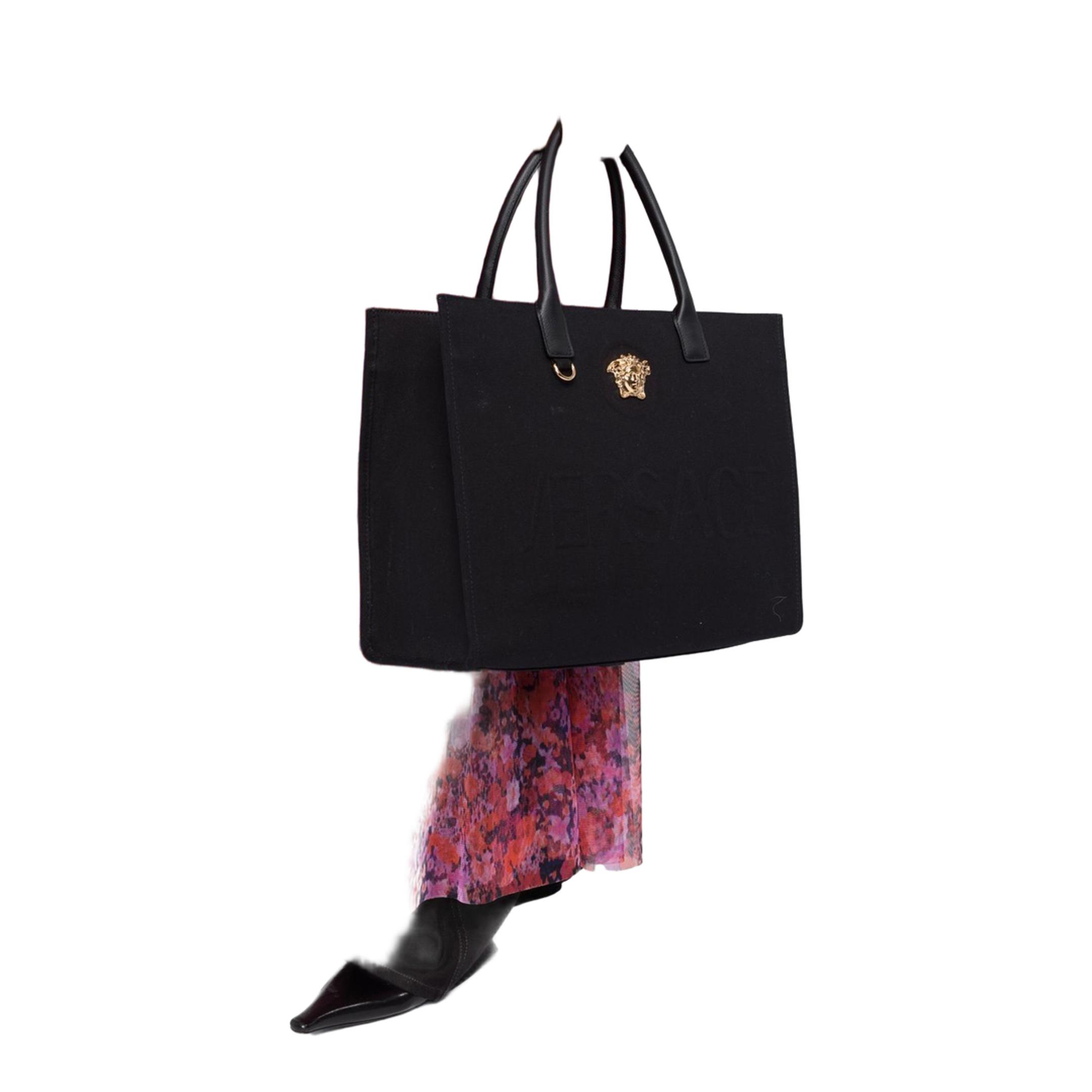 La Medusa Large Canvas Tote - Black + Gold - Image 4