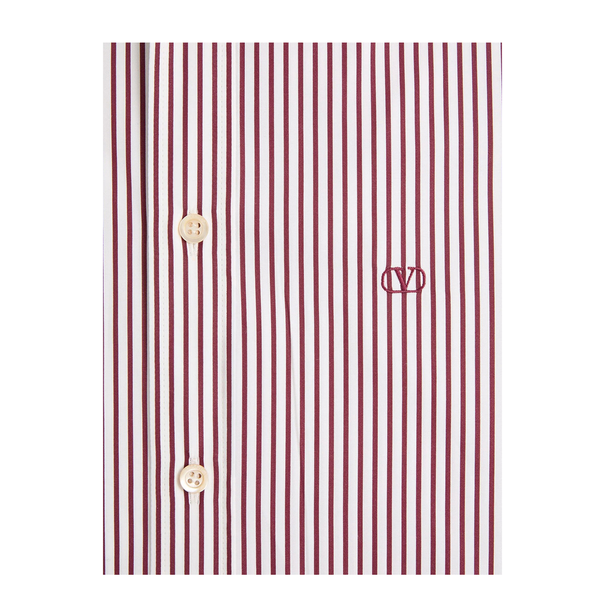 Cotton Poplin Striped Shirt With Vlogo Embroidery - Image 4