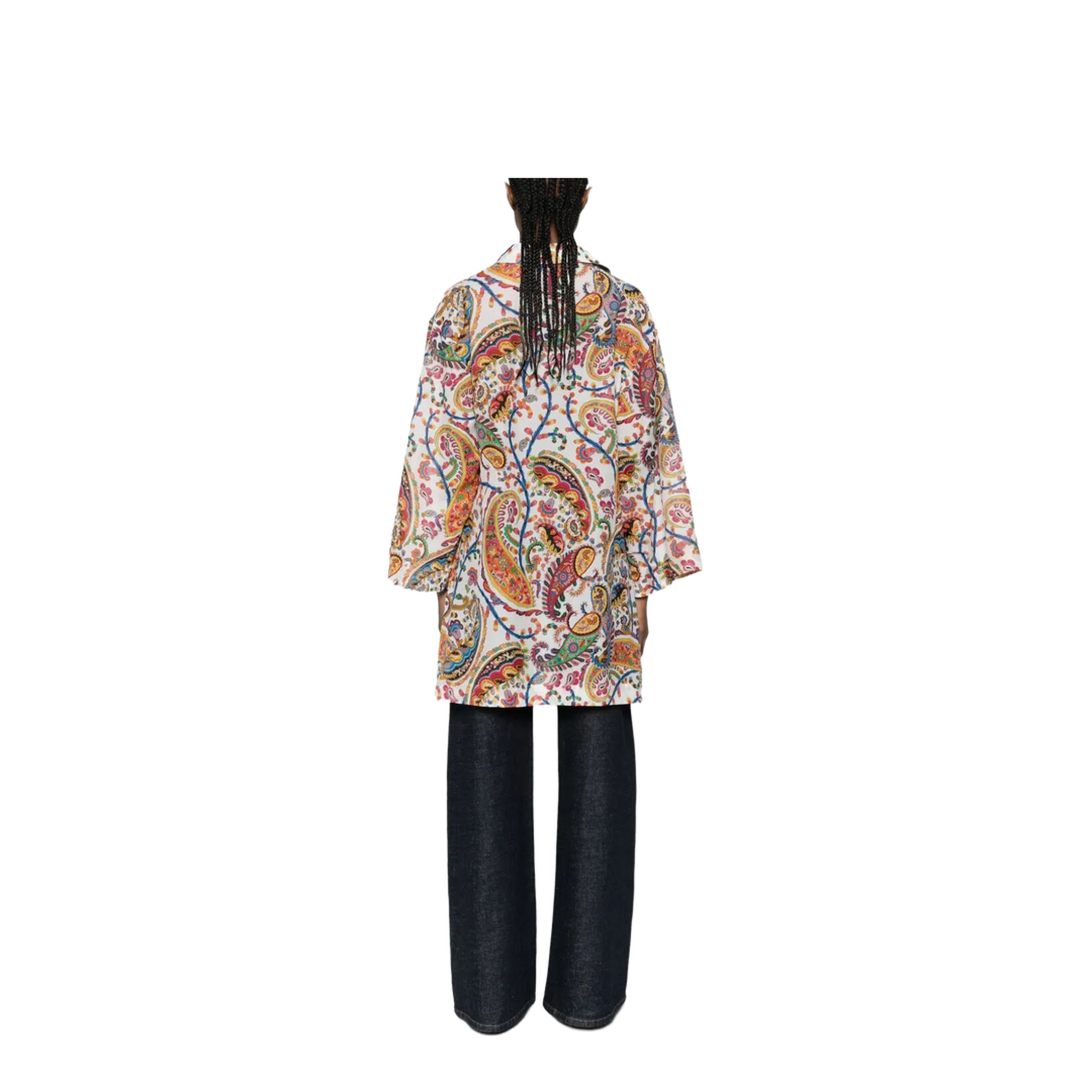 Paisley-Print V-Neck Beach Kimono Shirt - Image 4