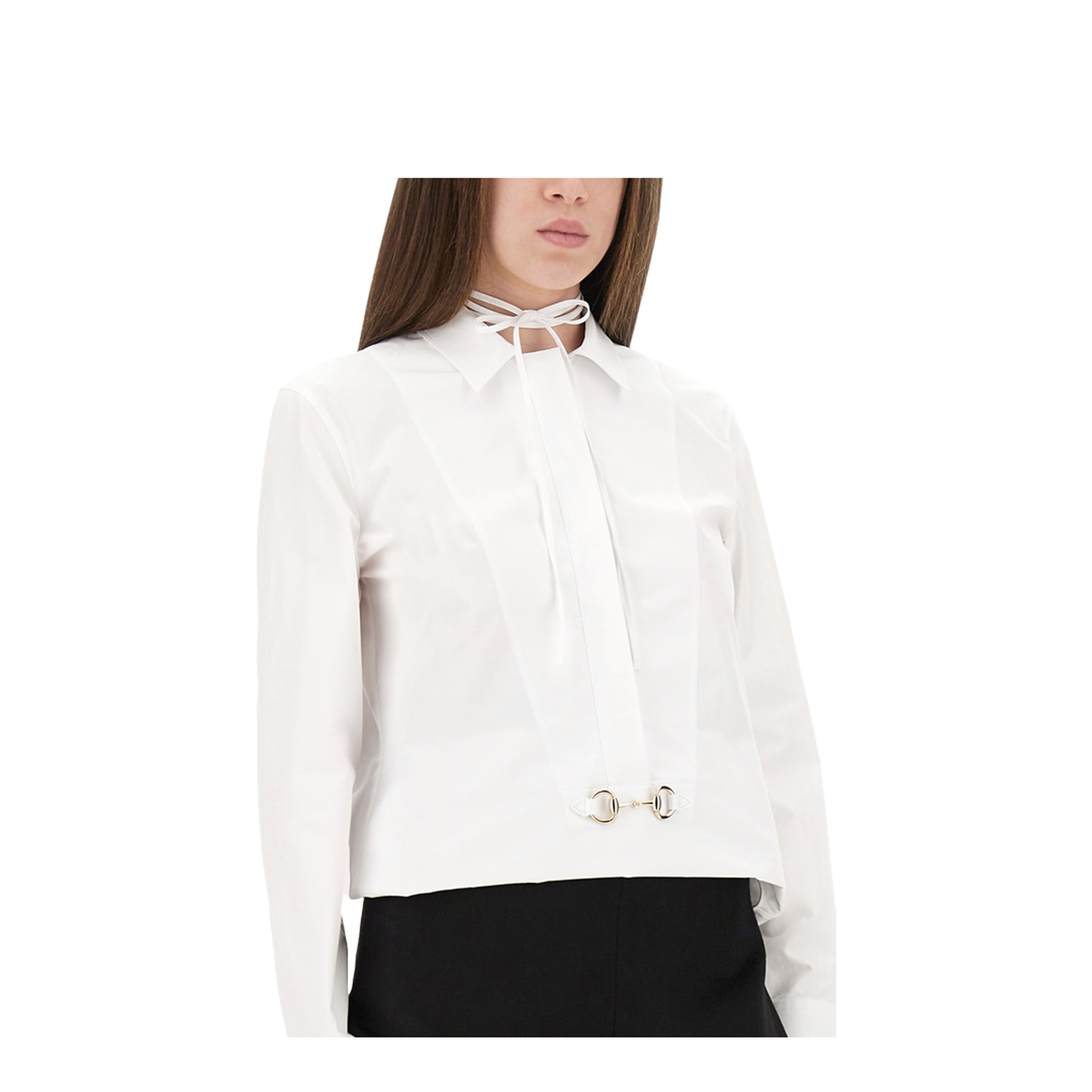 Cotton Poplin Shirt with Horsebit in White - Image 4