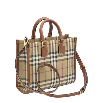 Mini Freya Tote Bag Check Coated Cotton Blend - Image 2