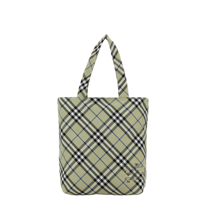 Embroidered Canvas Check Shopping Bag - Image 1