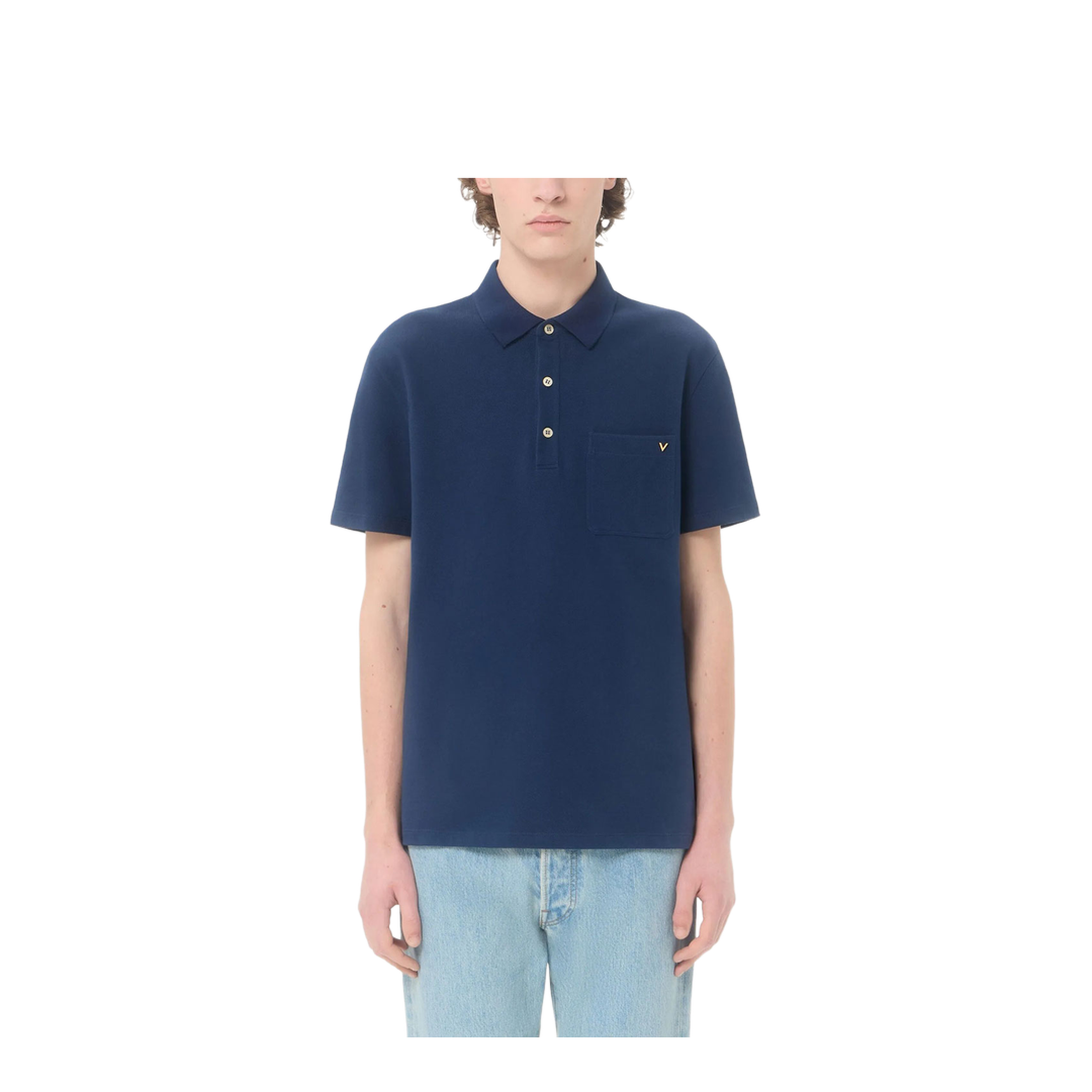Polo Shirt in Cotton Piqué with Vgold - Image 3