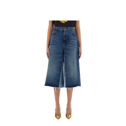 Patchwork Denim Bermuda Shorts - Image 1