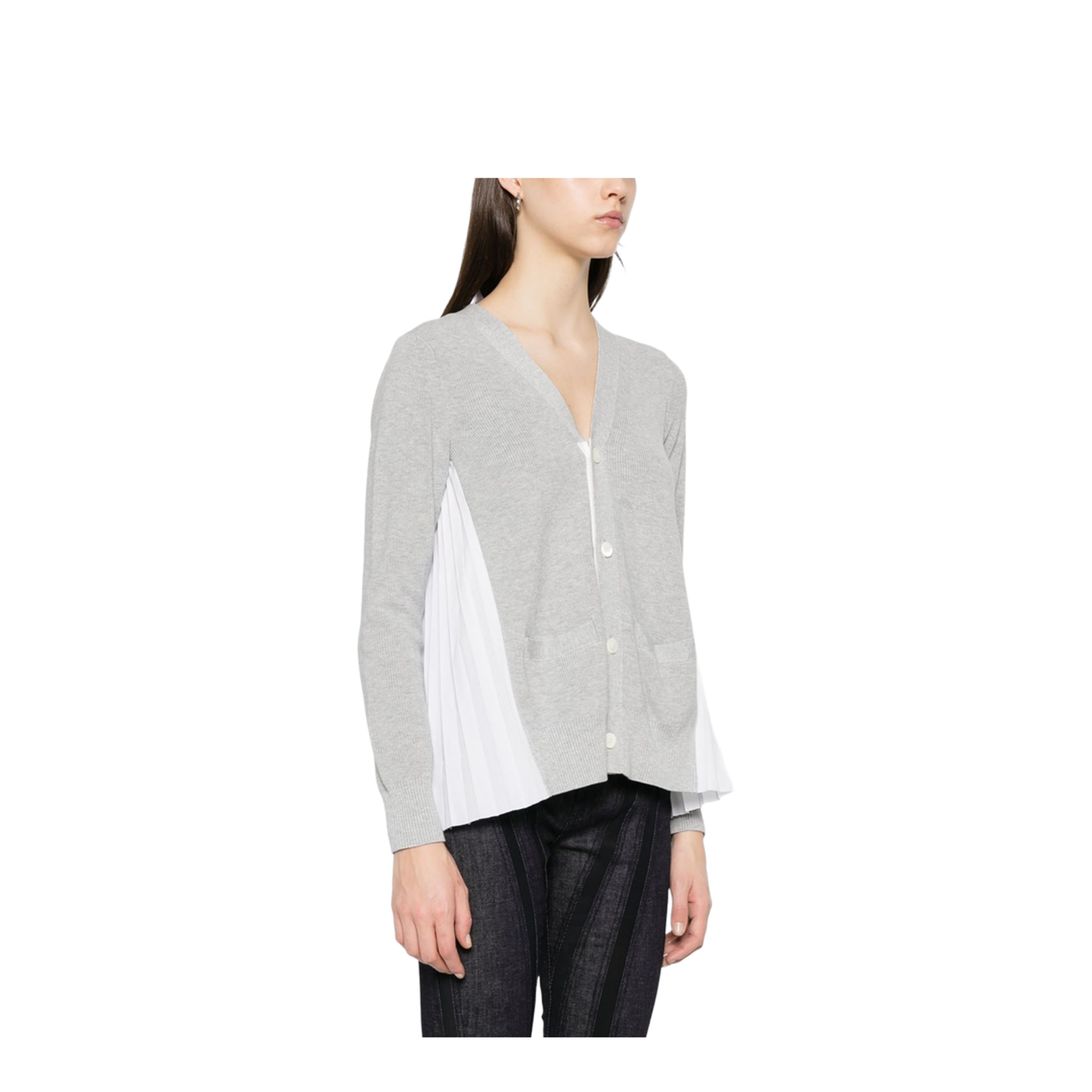 White V-Necked Cardigan - Image 5