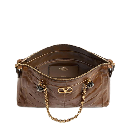 Panthea Shoulder Bag in Nappa Leather with Chevron Pattern - Image 4