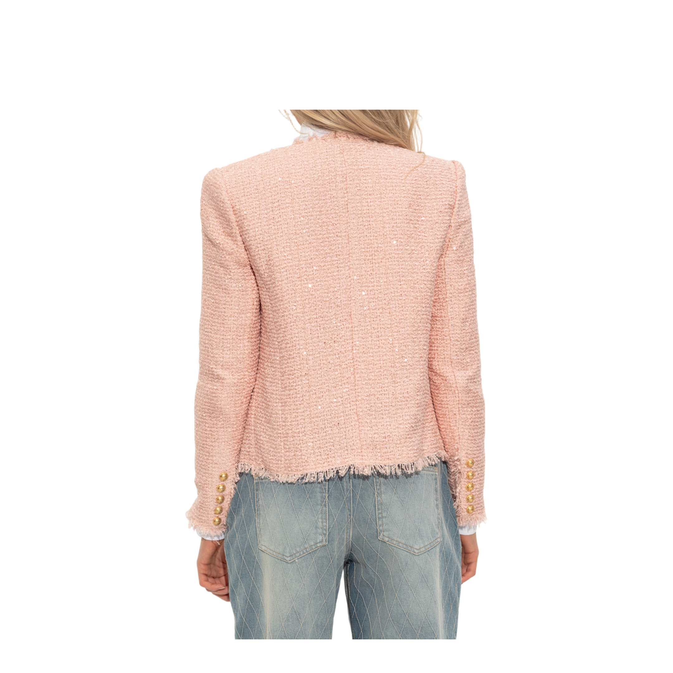 Sequin Tweed Jacket Pink - Image 3