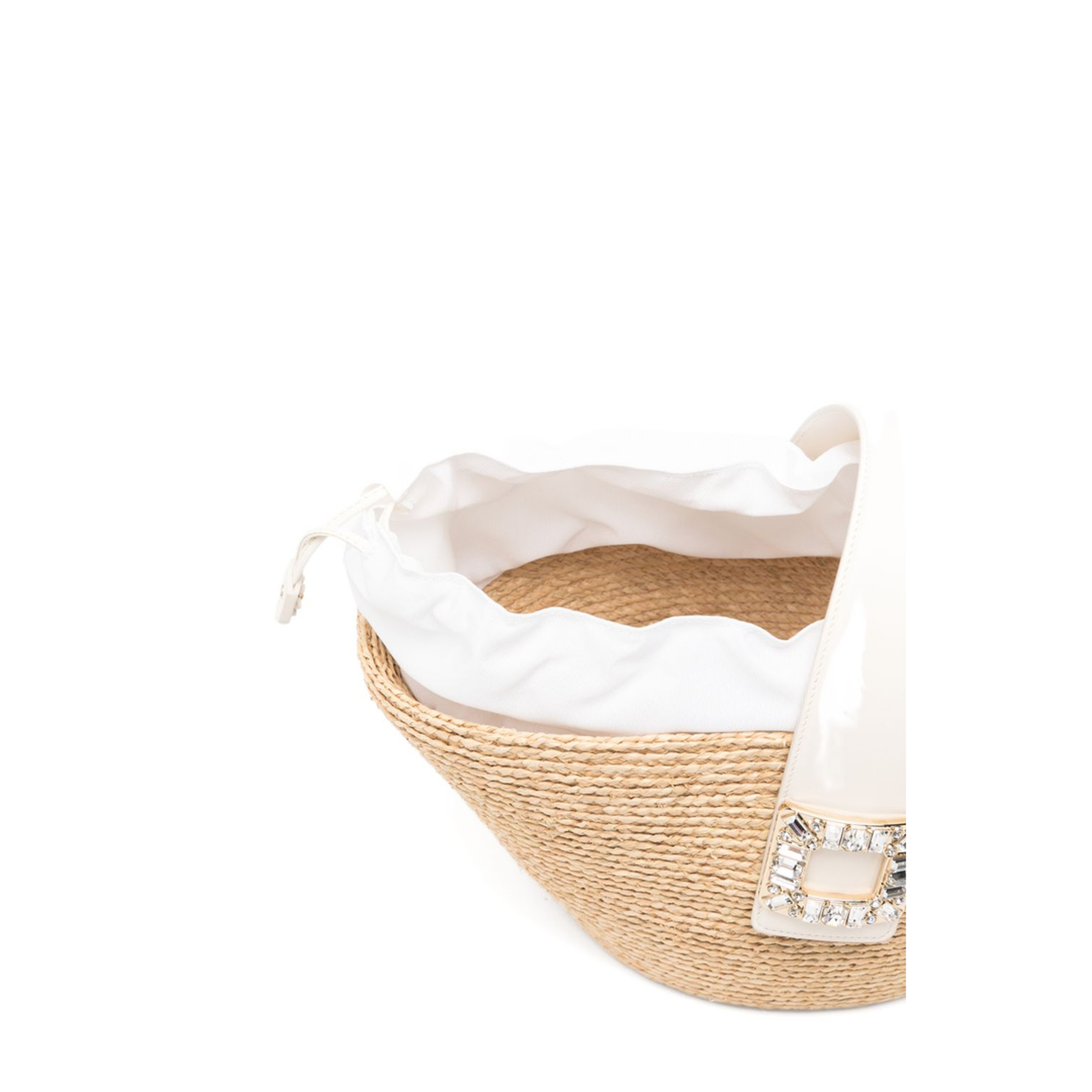 Viv' Skate Raffia Shopping Bag - Natural / White - Image 3