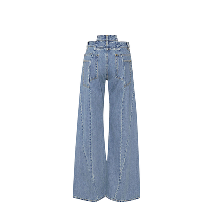 Blue Denim Regular-waisted Wide-leg Jeans - Image 6