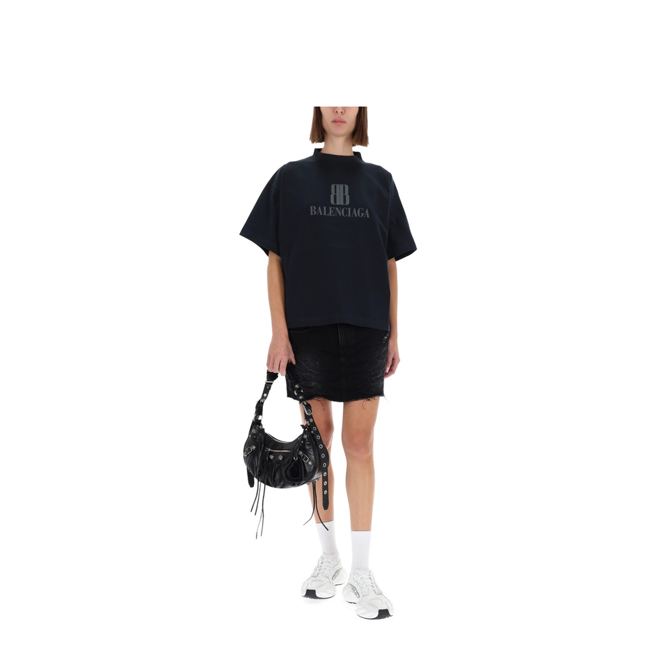 Cropped Nano Bb T-Shirt in Black - Image 2