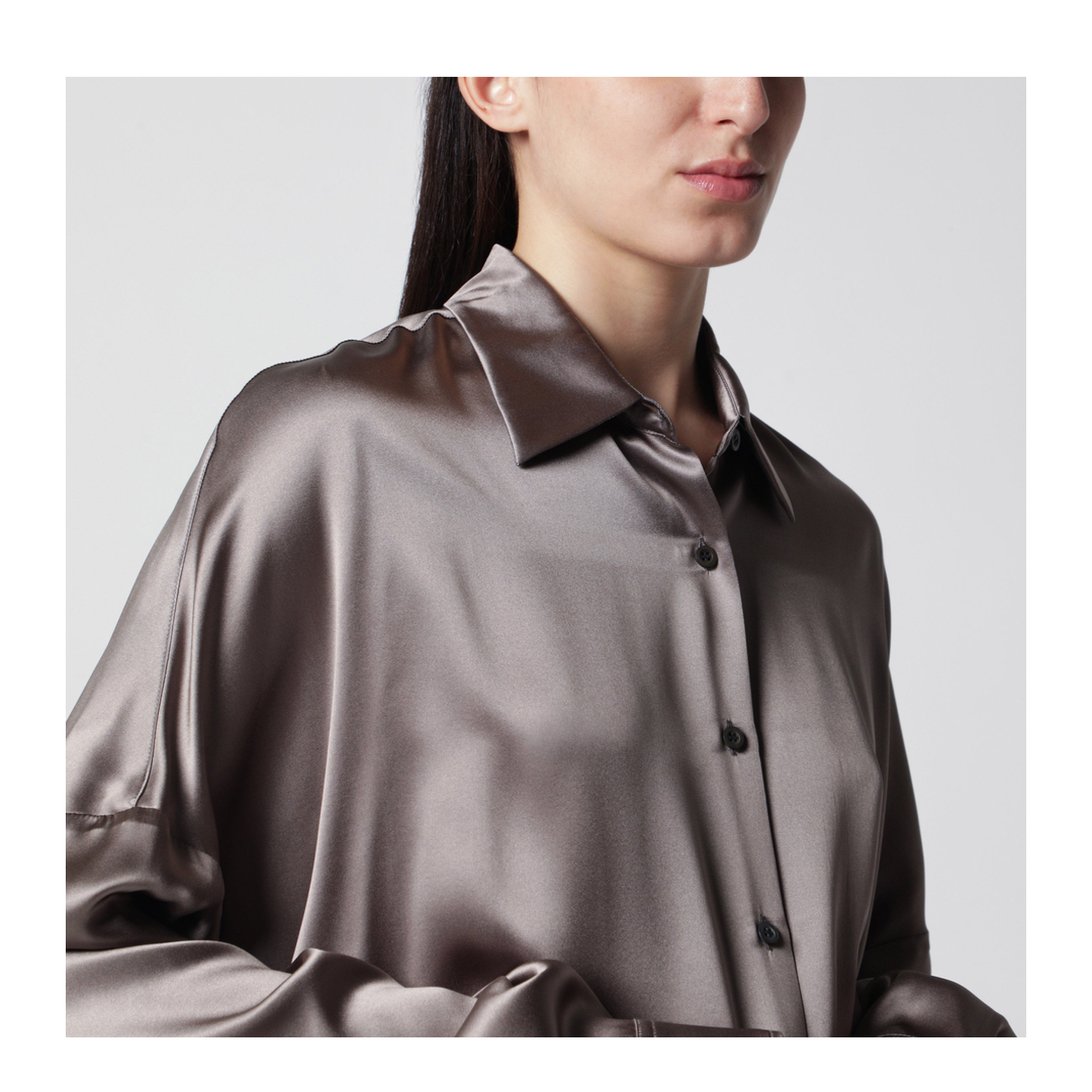 Shirt Taupe Color in Silk - Image 2