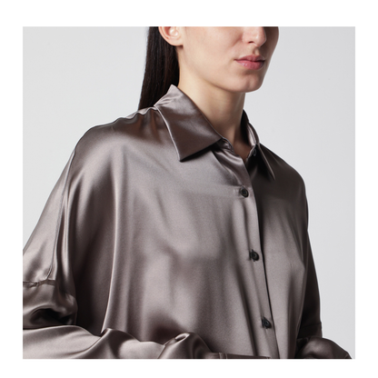 Shirt Taupe Color in Silk - Image 2
