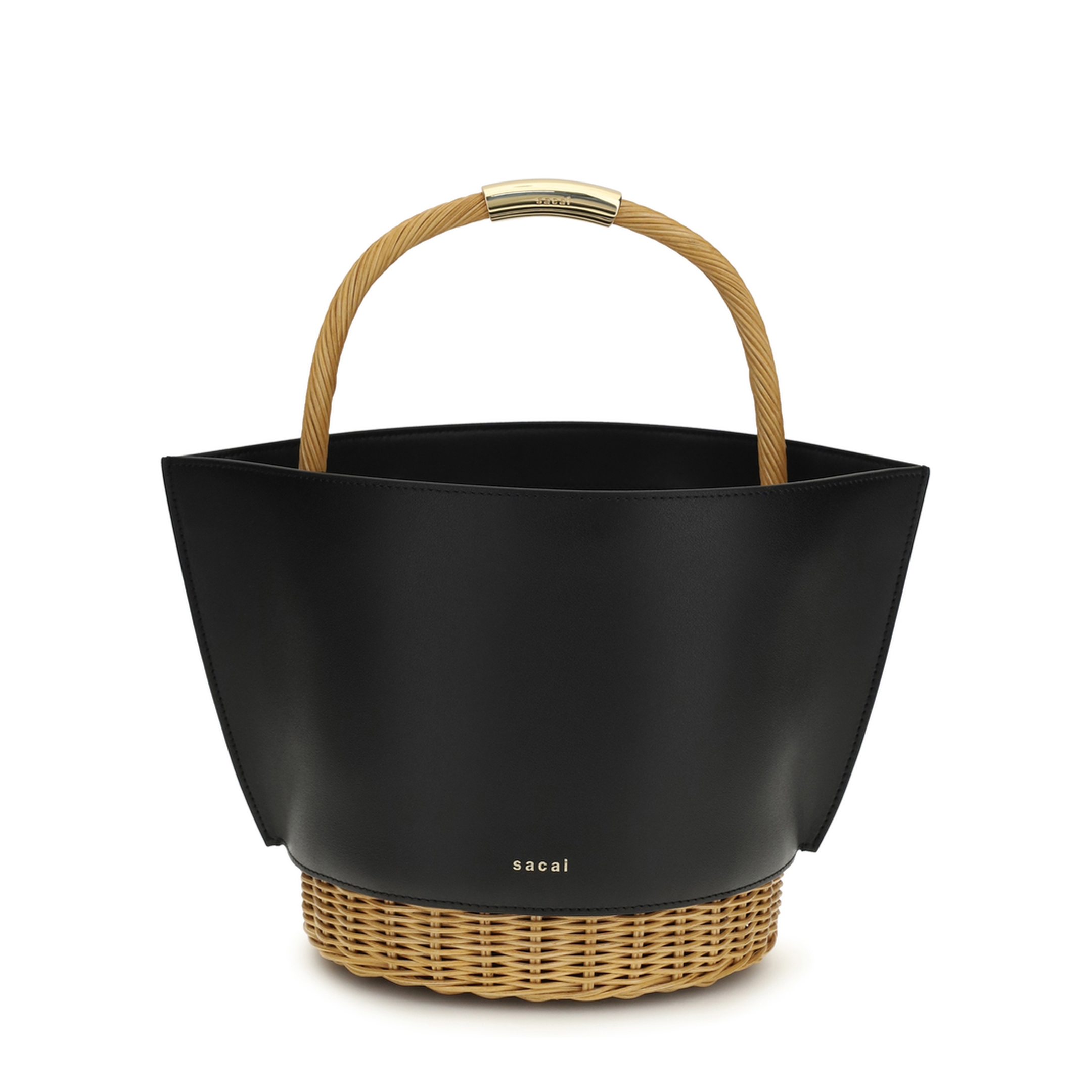 Leather and Rattan Handbag - Image 1