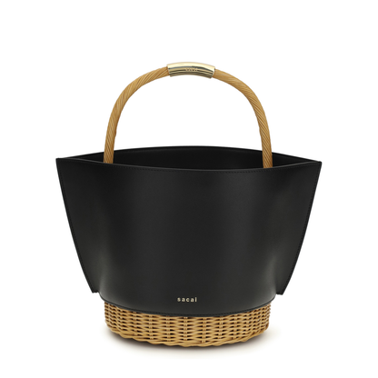 Leather and Rattan Handbag - Image 1